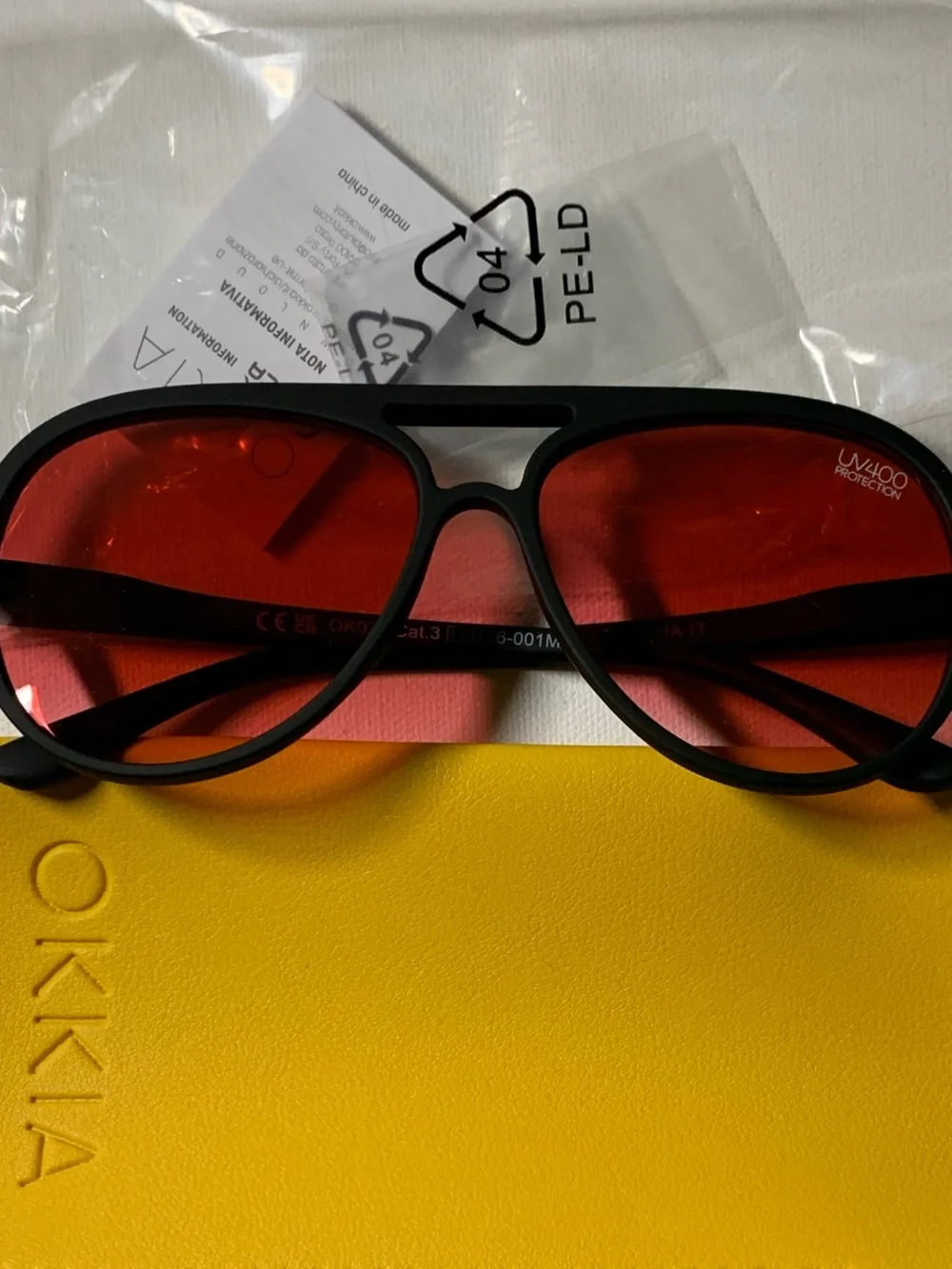 NEW IN BOX Black & red Okkia sunglasses  Red lenses